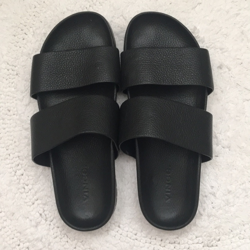 Black Vince Leather Sandals